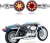 Vista 1 de Rich Choices 2 luces LED negras de 15 para motocicleta, luz de freno, intermitente, luz ámbar compatible con moto de calle, chopper, moto de tierra