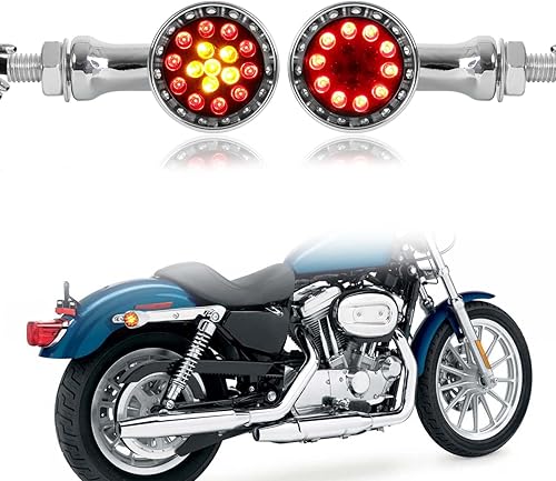 2 luces LED negras de 15 luces LED de parada de motocicleta, freno de funcionamiento, luces ámbar compatibles con Street Bike Chopper, motocross,