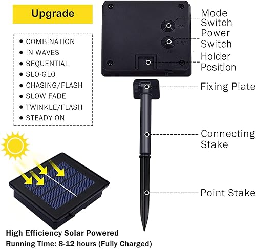 Miniatura 8 de JMEXSUSS Paquete de 2 luces solares de Navidad moradas, 400 luces LED solares de 151 pies, impermeables, 8 modos, luces de Navidad moradas para