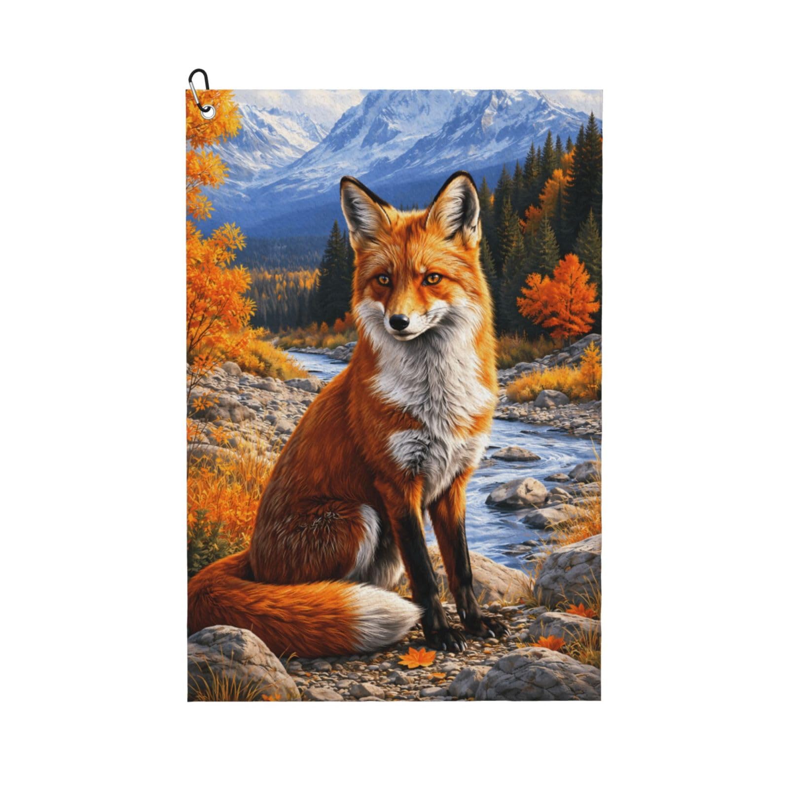 Oudrspo Elegant Pretty Red Fox Multi-Functional Golf Towel | Absorbent Quick Drying 16x24in