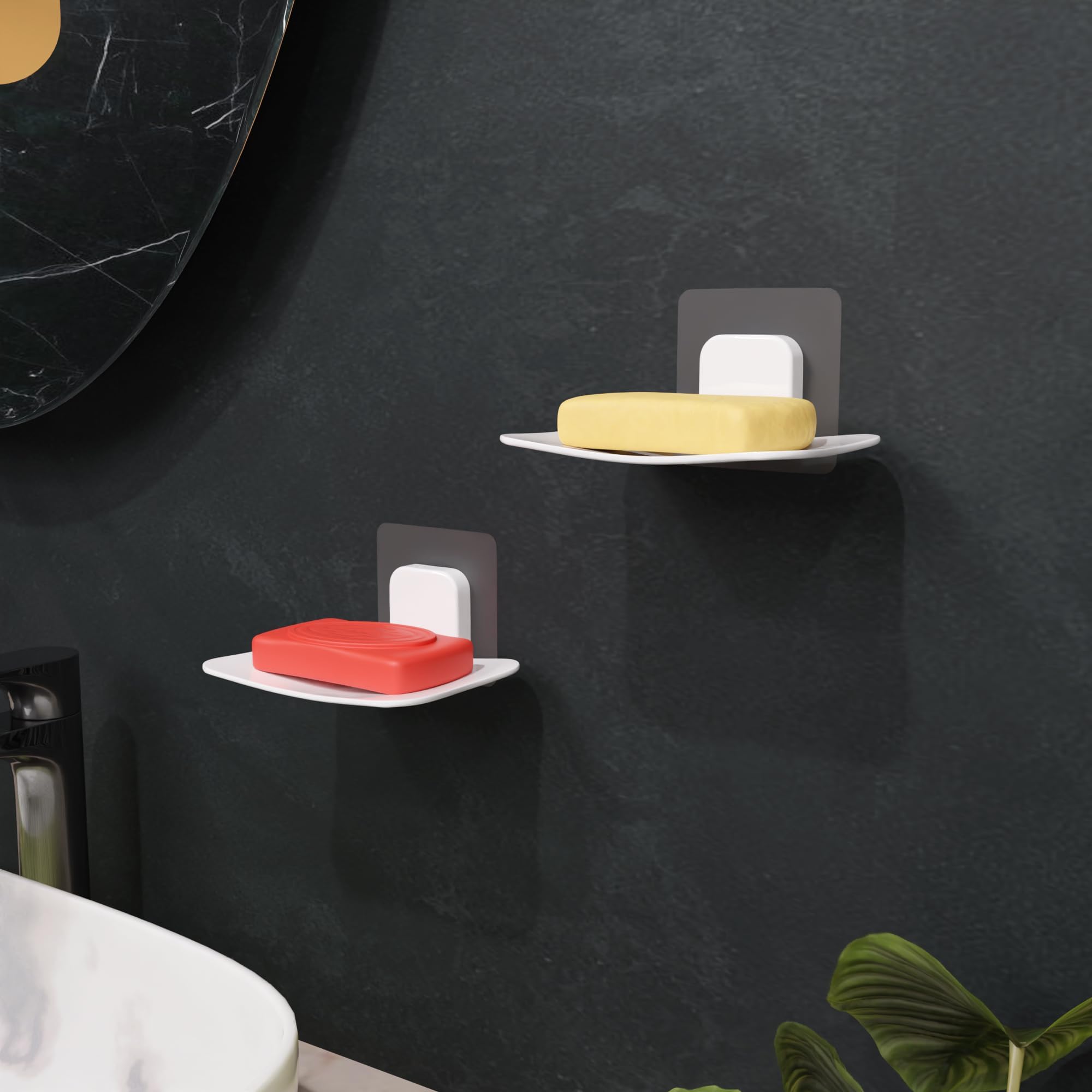 No Drill Self-Adhesive Wall Mounted Kitchen/Bathroom Storage Cabinet | Space Saving Kitchen Organizer Shelf | Compact Storage for Essentials | Modern Design (Shelves)