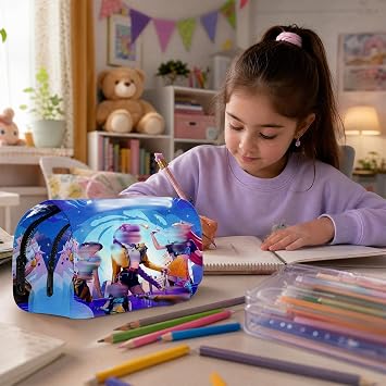 Kpop Large Capacity Pencil Case, Double-Sided Printing Storage Pen Case Pen Pouch Bag Stationery Case with Compartment Pencilcase for Girl Student Teens Adult Office Supplies