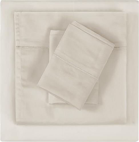 Miniatura 3 de Christian Siriano NY - Juego de sábanas y fundas de almohada de 4 piezas tamaño California King de 300 hilos - Colección satén de algodón - Caqui