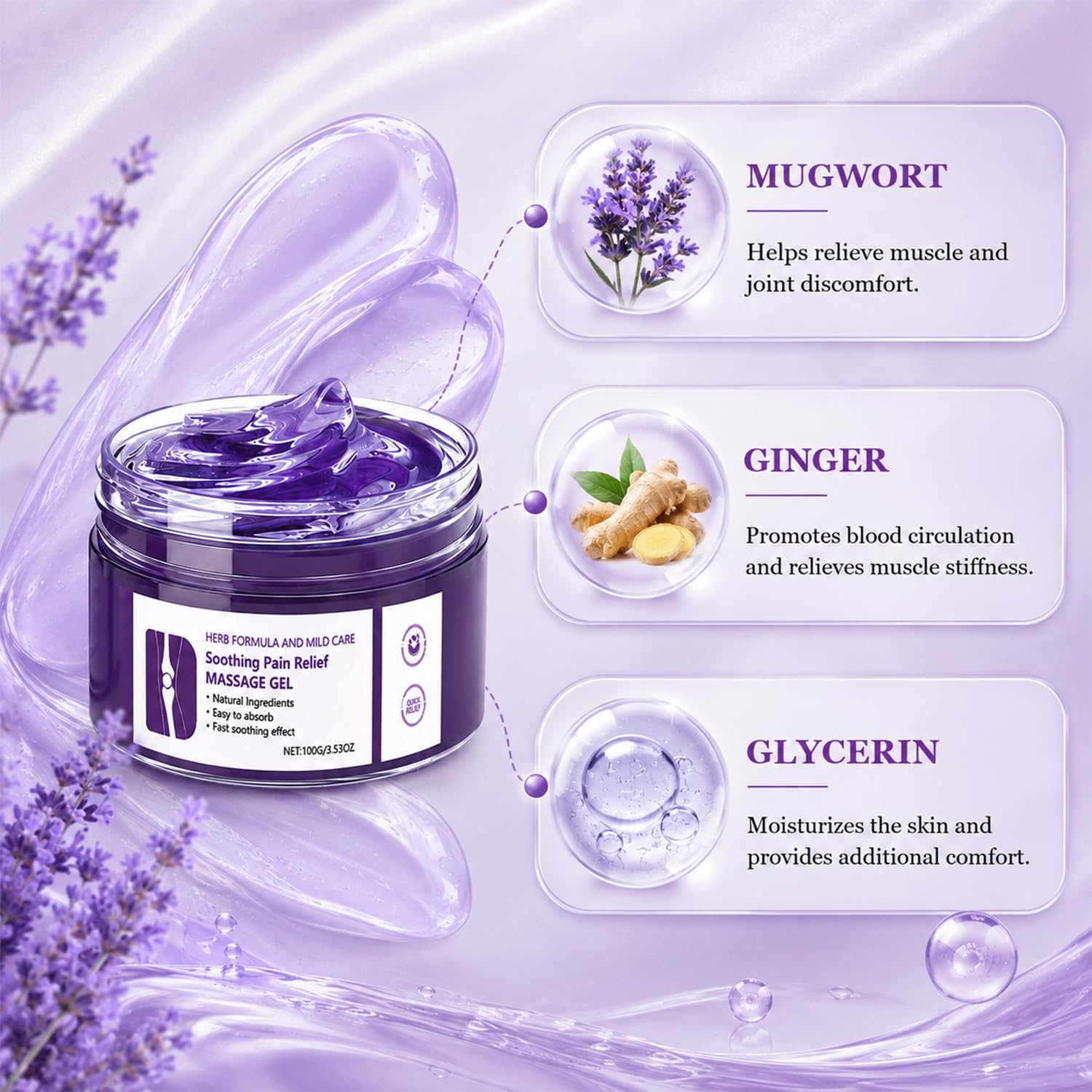 2Pcs Natural Joint Care Soothing Massage Cream,Comfortable Balms,Non-Greasy Formula,Fast Absorbing for Women and Men,Moisturizing & Hydration,Gentle and Skin Friendly,Natural Ingredients — Amazon image 2