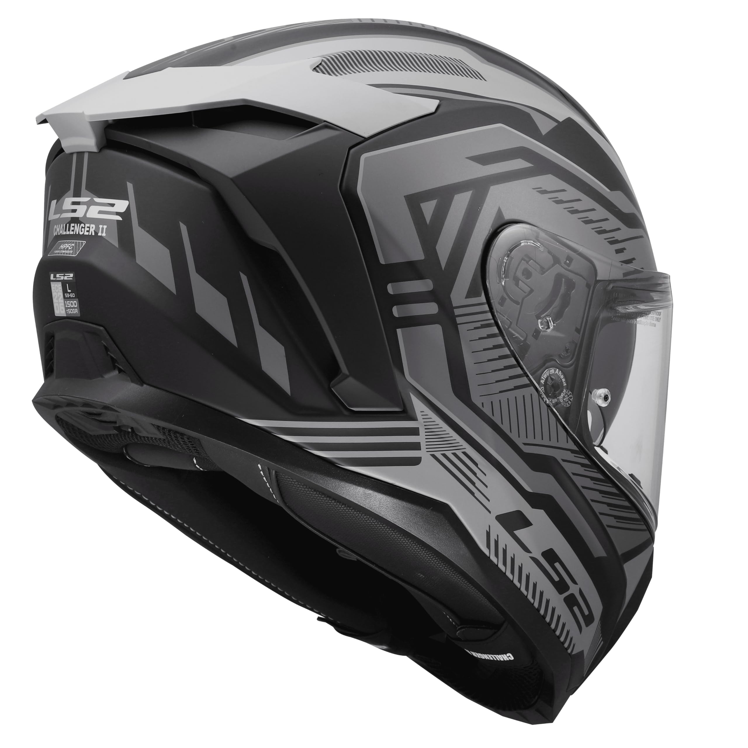 LS2, Integraler Motorradhelm CHALLENGER II DRAVIX Grey, L