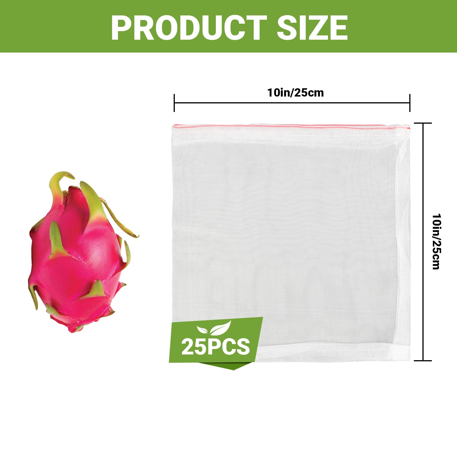 Enpoint Lot De 50 Sacs à Fruits En Maille De 25,4 X 25,4 Cm Avec Cordon