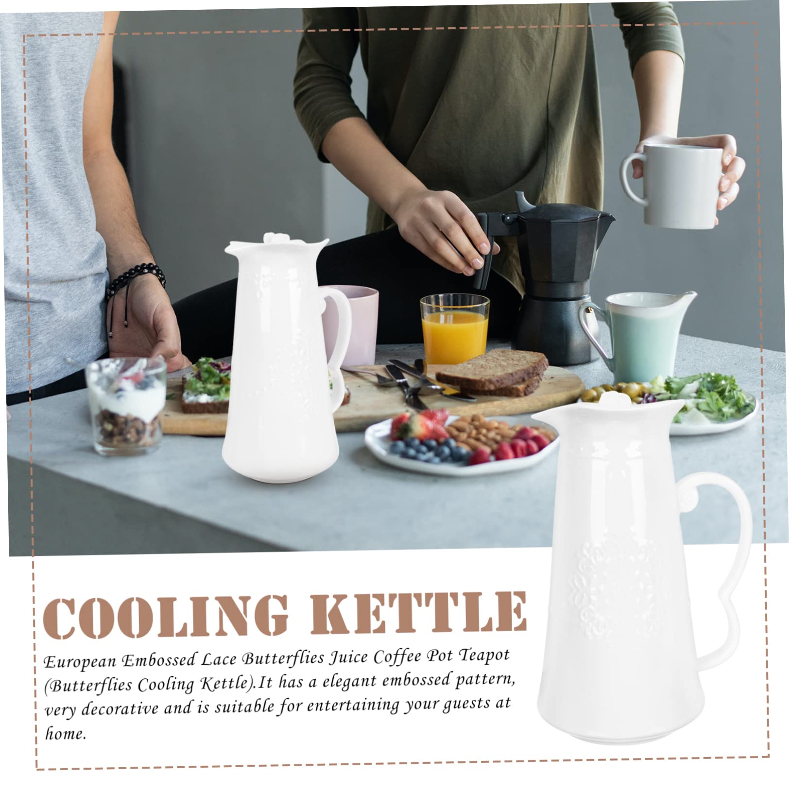 Cabilock Pichet à Eau 1300ml en Céramique Design Élégant et Simple Blanc pour Boissons Froides et Bière pour Dîners et Fêtes