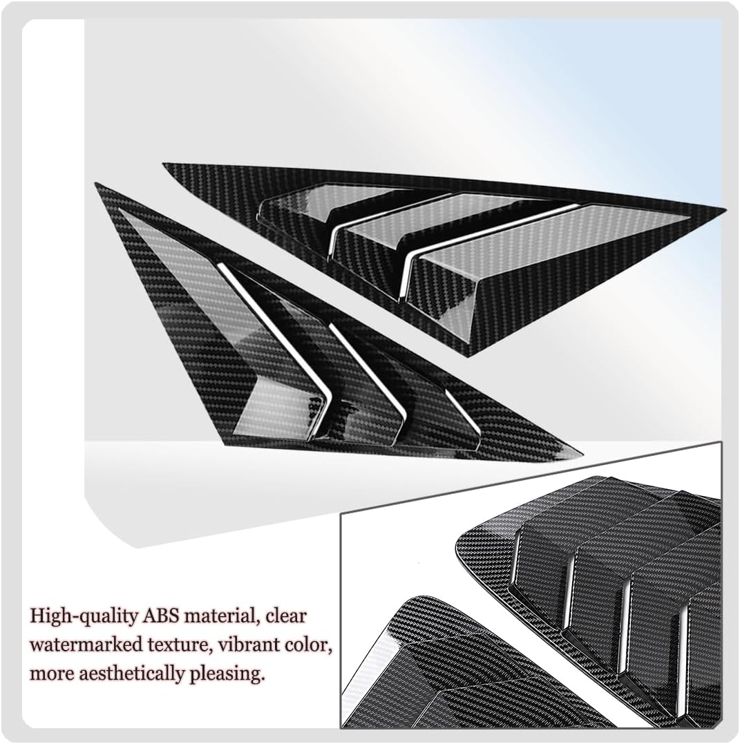 MUXEE 2Pcs Rear Side Window Louvers Air Vent Scoop Shades Cover Blinds Trim for Hyundai Sonata 2011 2012 2013 2014 - ABS Carbon Fiber Sport Interior Accessories