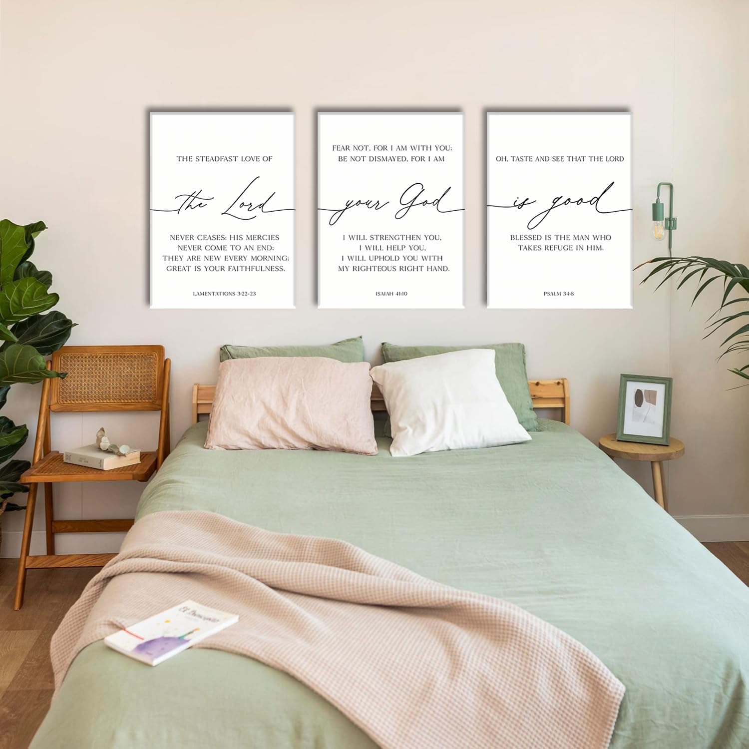 AOYUSMO 3 Piece Scripture Christian Canvas Wall Art Bible Verse Jesus Wall Art Bible Quotes Church Decor Lamentations Isaiah Psalm Art Prints for Living Room Bedroom Office 12"x16"