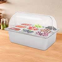 Vista 10 de Recipiente de acero inoxidable para servir alimentos para encimera, contenedor de servir alimentos con tapa, servidor de condimentos con cucharas