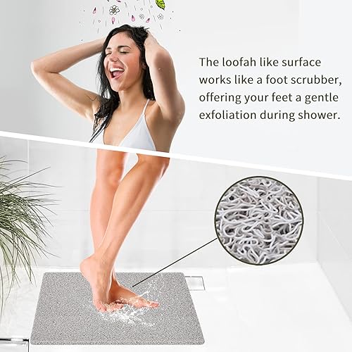 Miniatura 6 de Rzoysia Tapete de ducha extra grande, 35 pulgadas de grosor para cabina de ducha y bañera texturizada, tapete de baño de secado rápido con drenaje,
