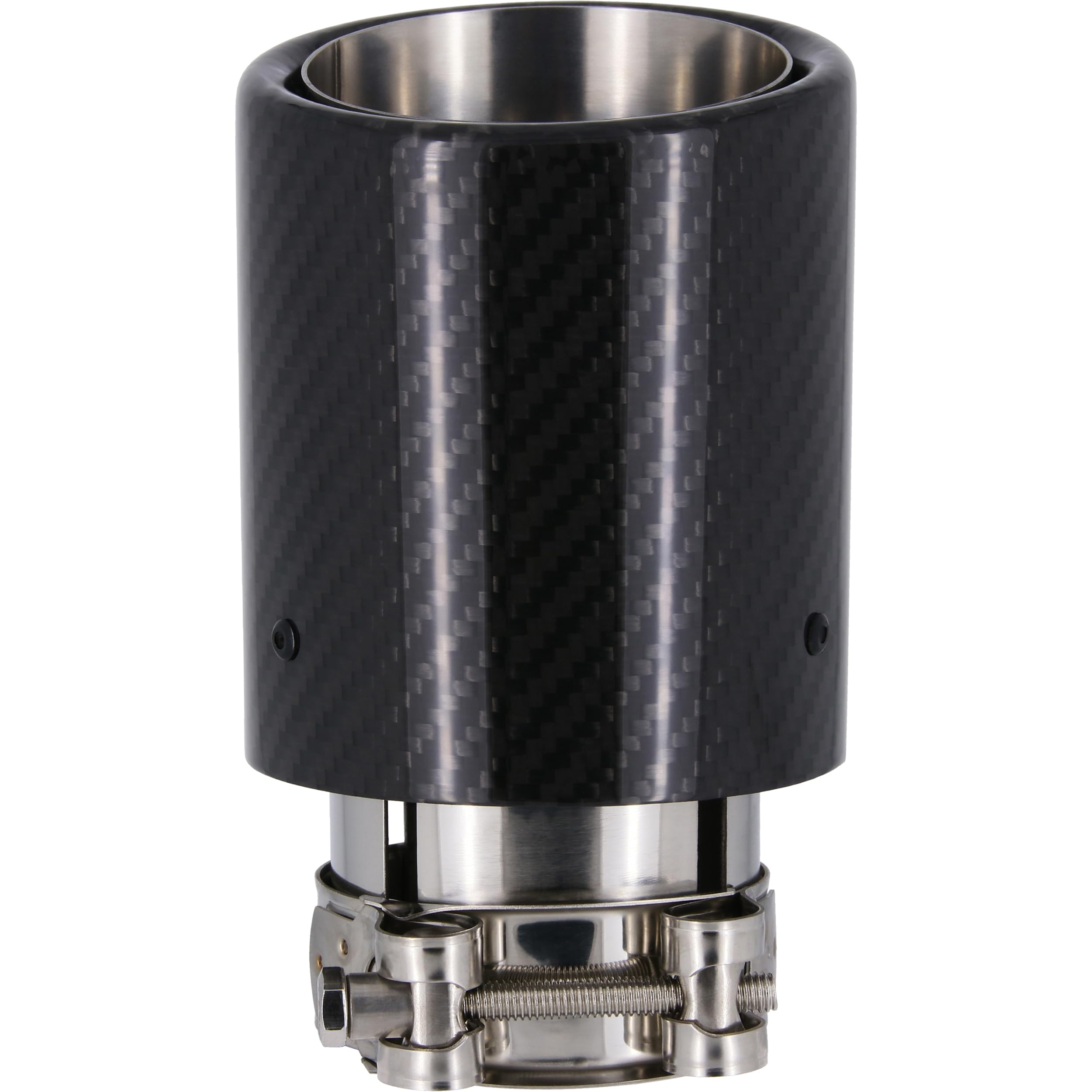 RECAMBO Auspuffblende schräg 150x90mm Edelstahl mit Carbon-Optik universal dezenter Sport-Look - einfache Montage - fester Sitz - aufwertende Heckoptik - langlebige Oberfläche - sauberes Finish