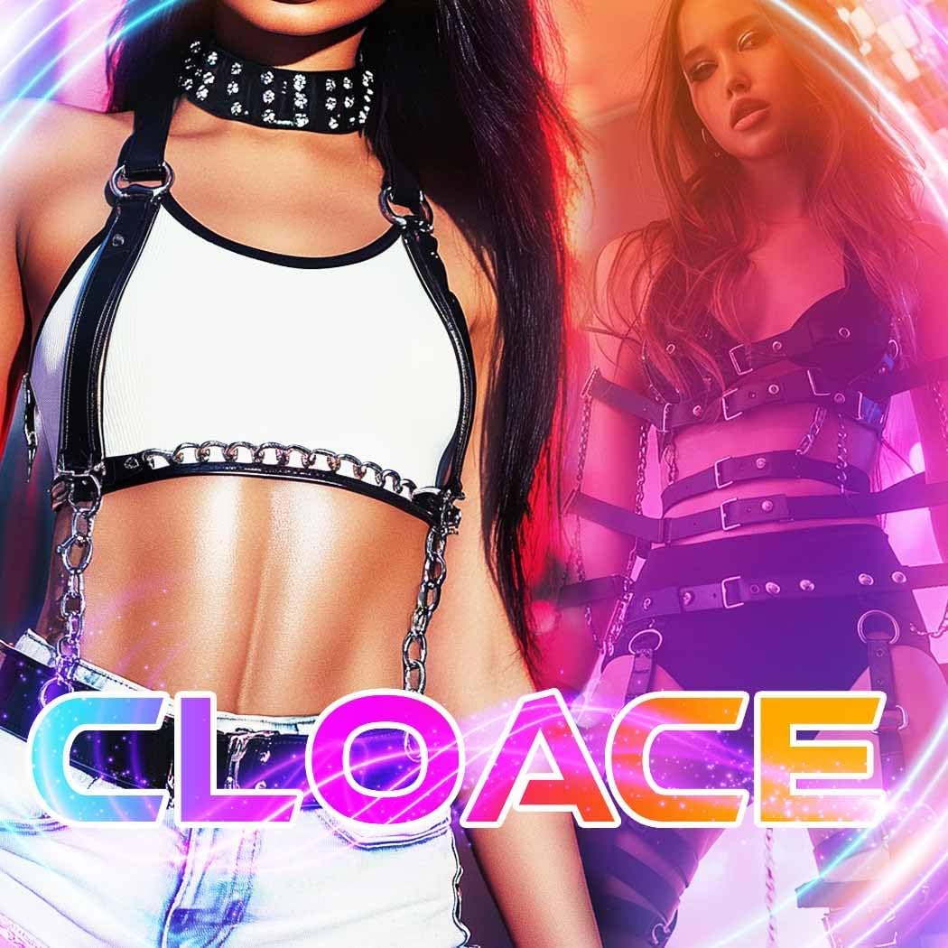CLOACE LED Leather Harness Belt Black Light Up Fashion Rave Body Accessories for Women
