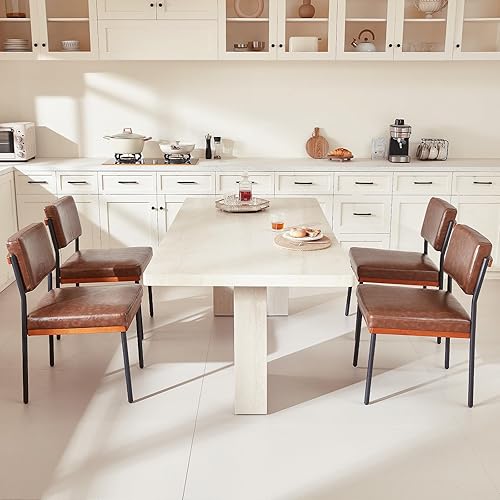 Miniatura 8 de Coffee - Juego de 2 sillas de comedor modernas, sillas de cocina con cojines gruesos y almohadillas ajustables, sillas de comedor tapizadas de piel