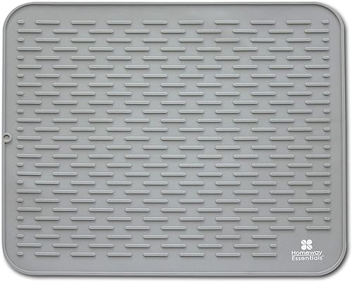Tapete de silicona para secar platos, 16 x 12 pulgadas, tapete de secado de platos, tapete de encimera, tapete para escurrir platos, tapete para