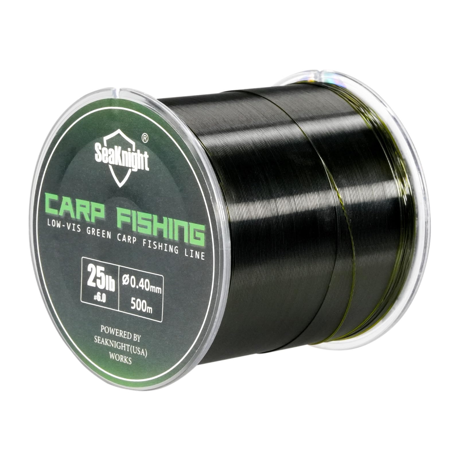 Seaknight Carp Fishing Line 500M Super Strong Nylon Monofilament Fishing Line Freshwater Saltwater Sea Fishing Wire 10-35LB (Green, 8.0#: 35LB (0.50mm) 500M)