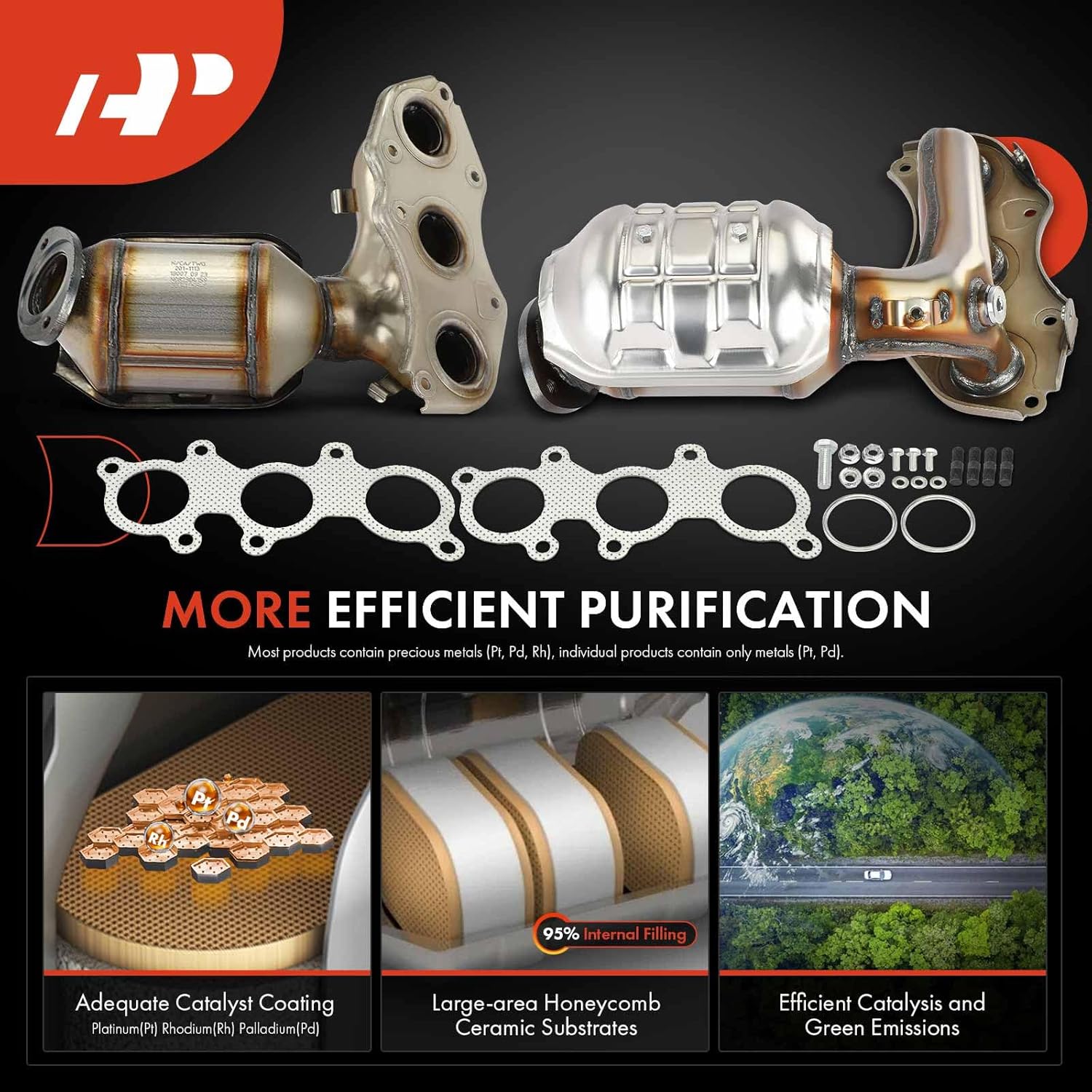 A-Premium Front Left and Right 2-PC Exhaust Manifold Catalytic Converter with Gasket Direct-Fit Compatible with Toyota Camry 2007-2017, Avalon 2005-2018, Venza & Lexus ES350, 3.5L, E.P.A. Compliant