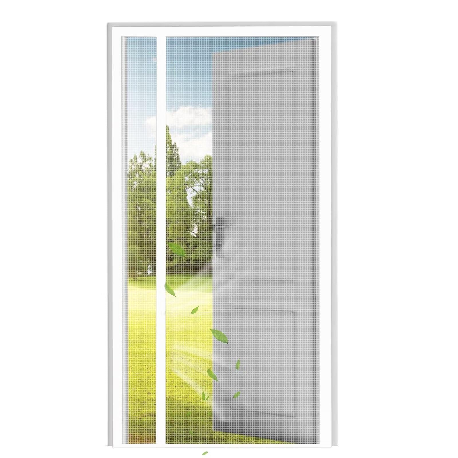 Magnetic Screen Door White 160x210cm, Powerful Magnets, Automatic Closing, Curtain Door Corridors Patio Without Drilling
