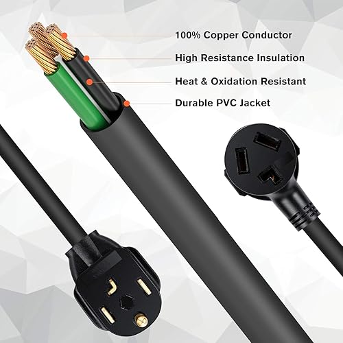 Miniatura 6 de WELLUCK 1.5FT Adaptador para secadora de 3 puntas a 4 puntas, adaptador de enchufe de secadora de 3 a 4 puntas, adaptador de toma de secadora de 4