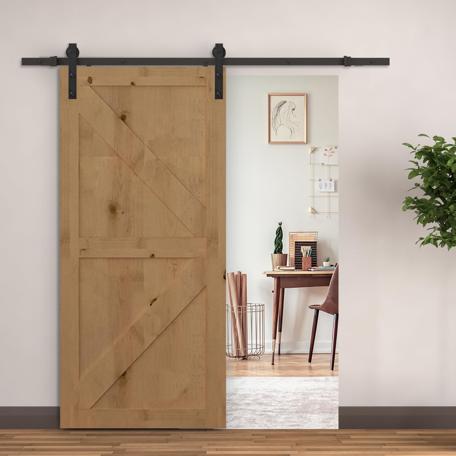 HOMCOM Kit de Porte Coulissante Système Galandage pour Porte 2 m Noir