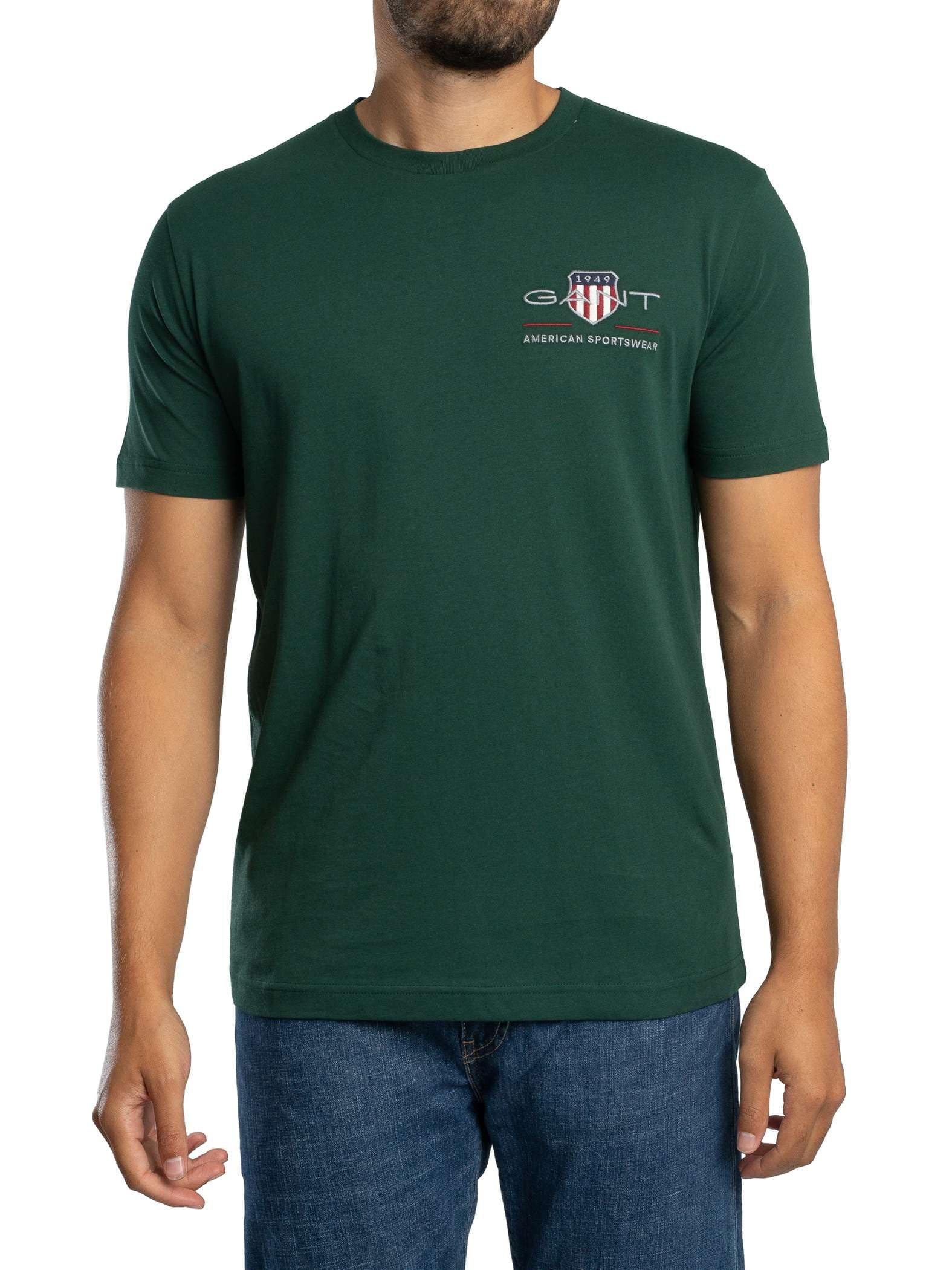 GANT REG Archive Shield EMB SS T-Shirt, Green, L