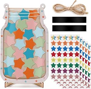 2-Pack Magnetic Incentive Jar Set With 200 Stickers - Classroom Behavior Reward Chart For Kids & Adults