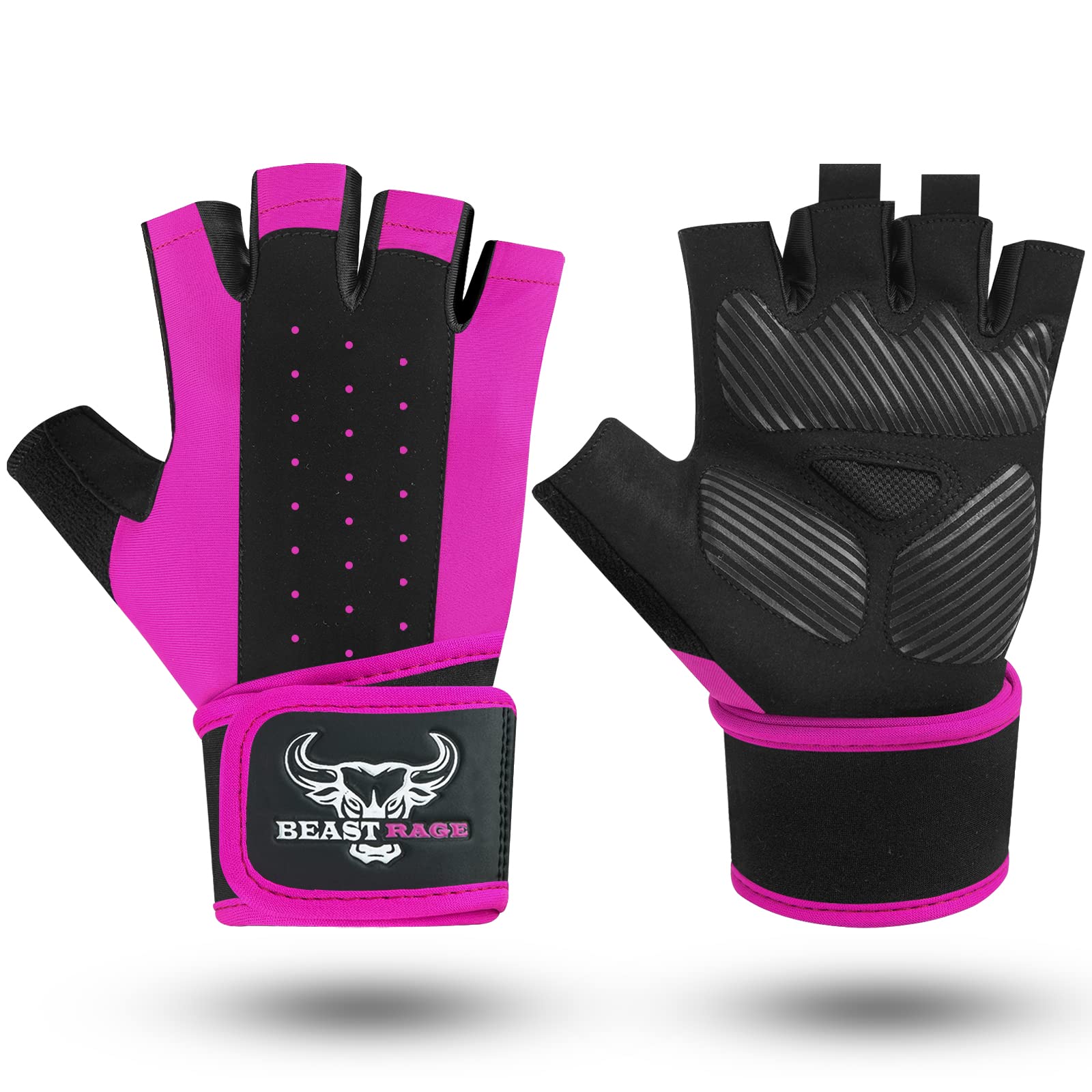 BEAST RAGE Weight Lifting Gloves For Men Women Wrist Support Padded Palm Protection Breathable snug fit For Fitness Exercise Workout Gloves Cycling Pull Ups Training Gym Gloves