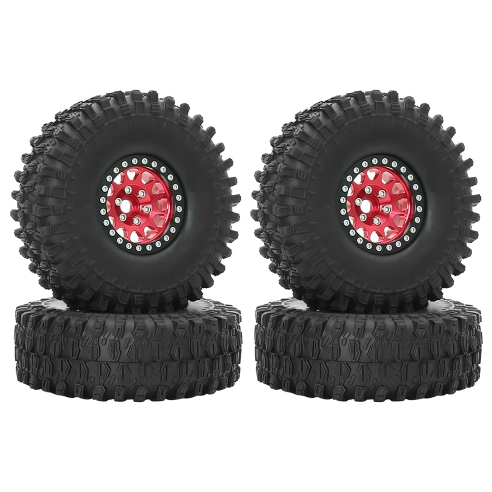 RC Car Repuestos Kit para Axial SCX10 III AXI03007 90046 TRX-4 para Redcat para Gen 8 Juego De Llantas Metal 1.9 Beadlock para Coche RC Crawler 1/10(Red)