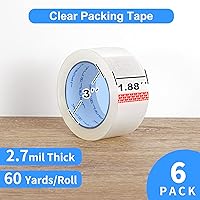 Vista 2 de JARLINK - Cinta de embalaje transparente (6 rollos), cinta de embalaje resistente para envíos, embalajes, mudanzas y sellados; cada rollo mide 2,7
