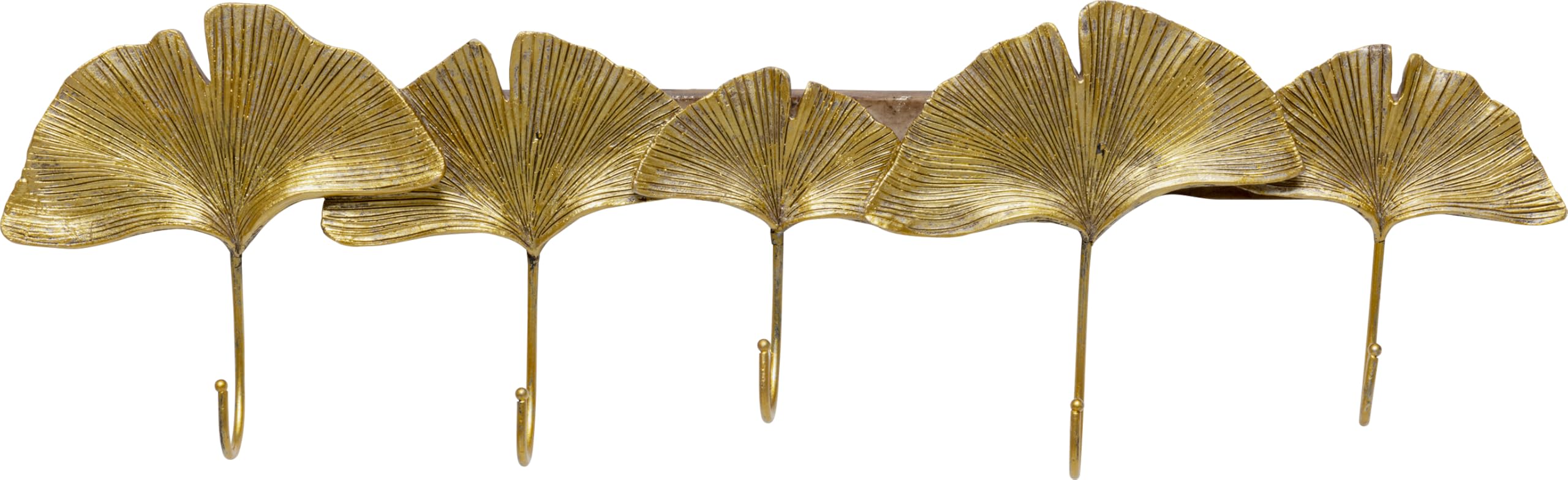 Kare Design Wandgarderobe Ginkgo Leaf, Gold, 5 Haken, Garderobenleiste, Garderobe, Garderobenhaken, Wohnaccessoire, Ginkgo Blatt Motiv, Eingangsbereich