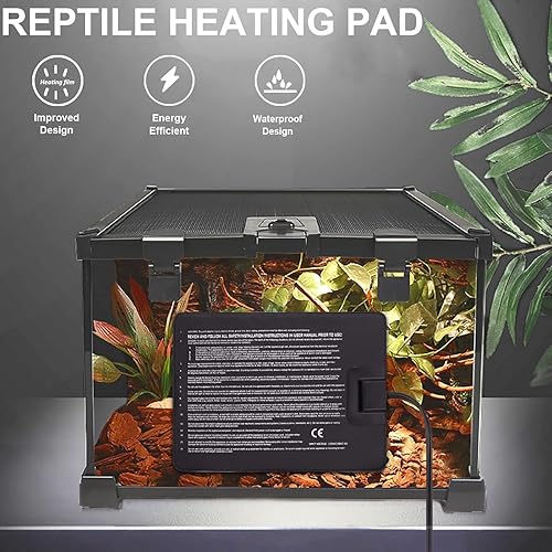 Miniatura 13 de Aiicioo Termostato calentador debajo del tanque, almohadilla térmica de reptiles con control de temperatura, alfombrilla de calor para reptiles