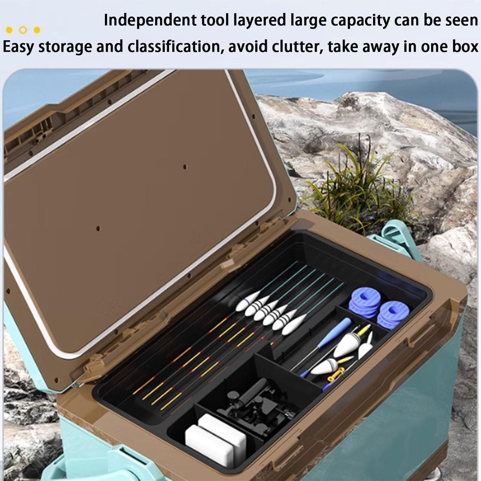 Fishing Walizka Skrzynka Wędkarska Wielofunkcyjna Skrzynia Wędkarska, Która Może Stać Na Wiadrze Wędkarskim, Niezależna Warstwa Narzędzi 36L Tackle Box