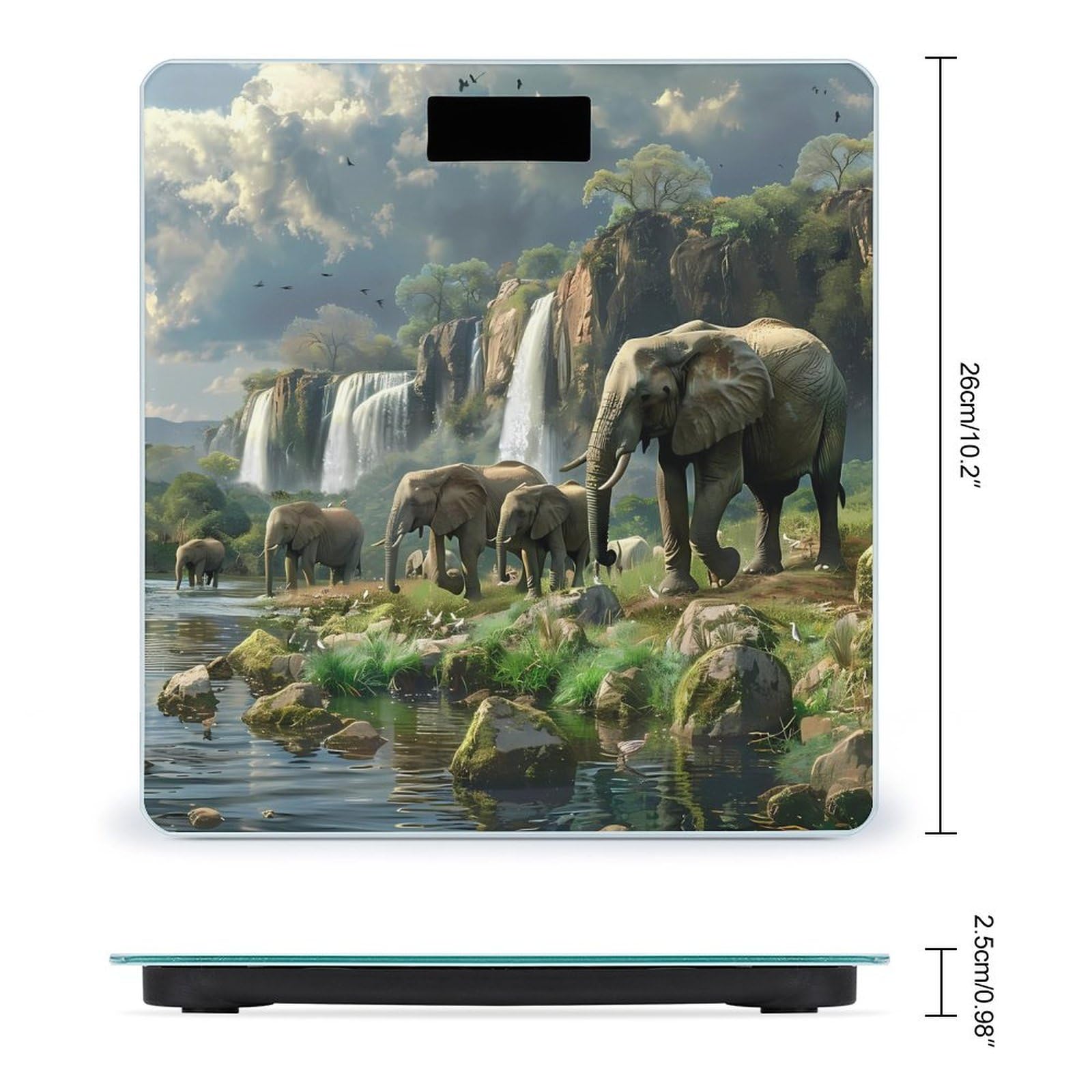 Elephants Walking Along Edge River Scale for Body Weight Bathroom Digital Body Weight High Precision Scale for Home Office
