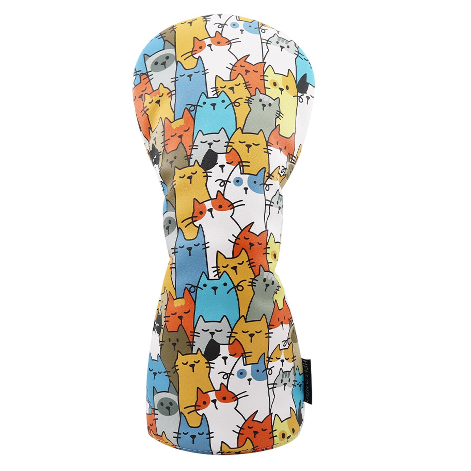 Cartoon Cat Driver Headcover, Funny Golf Club Covers, Waterproof and Functional Golf Head Covers, Perfect for Drivers, Fairway Woods, and Hybrids, Unique Golf Accessory