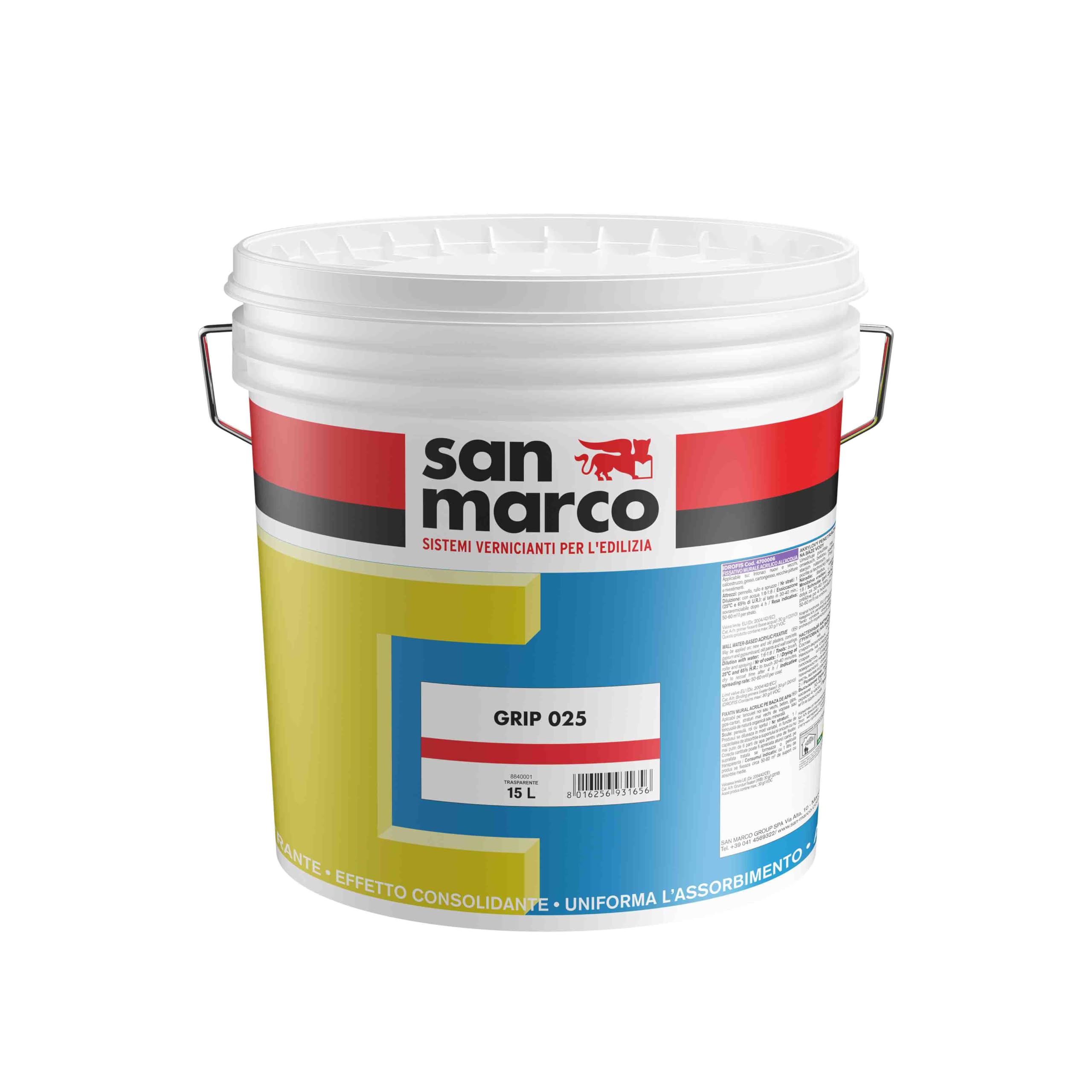 Fondo riempitivo uniformante acrilico per esterni / interni GRIP 025 PER MURO CARTONGESSO