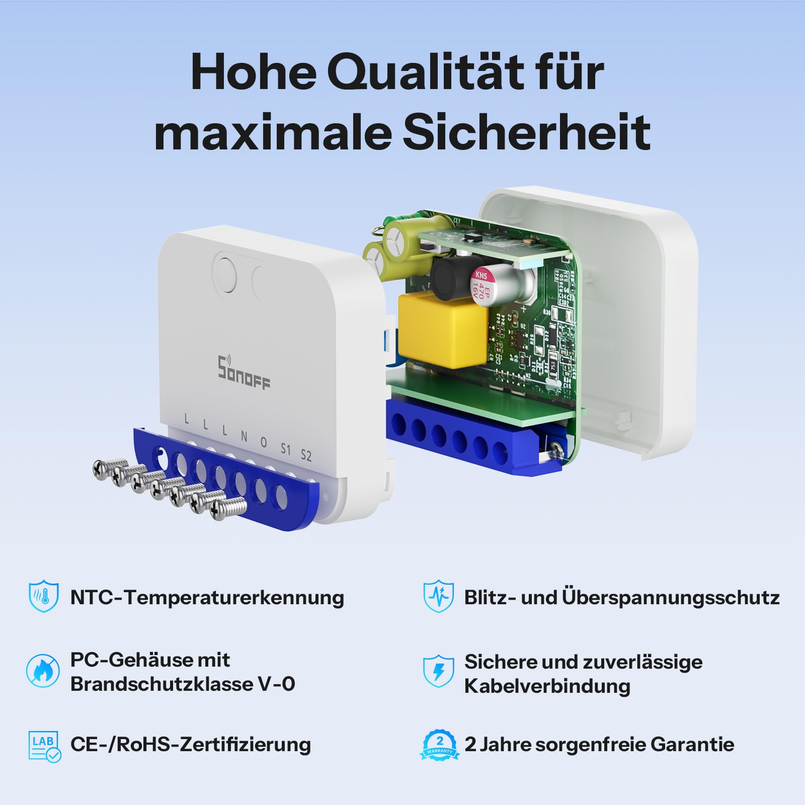 SONOFF MINI DIM WiFi Dimmer Schalter für dimmbare LED, elektronische Trafos, Glüh Halogenlampen, Neutralleiter erforderlich, Leistungsmessung, Matter kompatibel mit Alexa, Google Home & Apple HomeKit