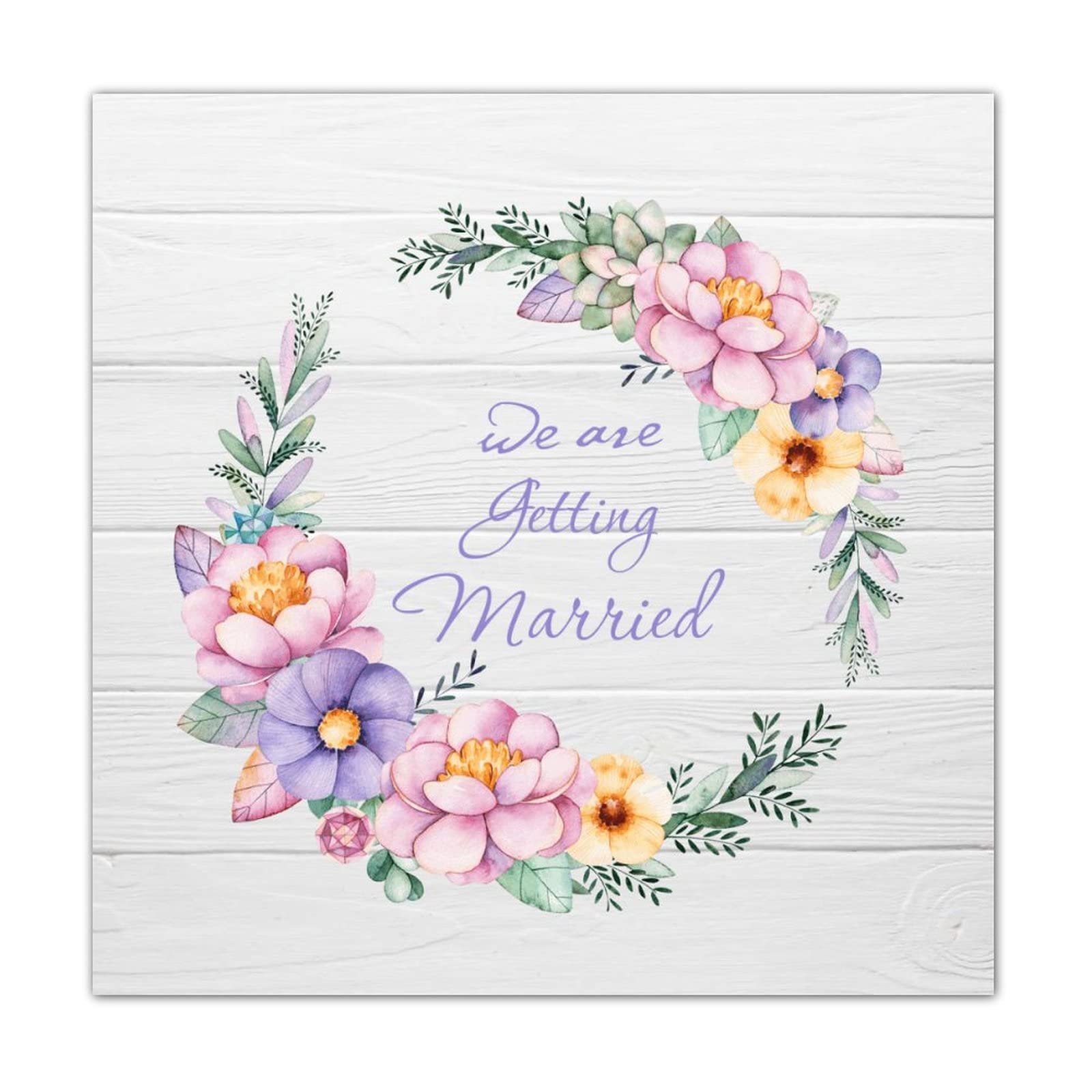Panneau en bois gravé « We Are Getting Married » romantique - 8