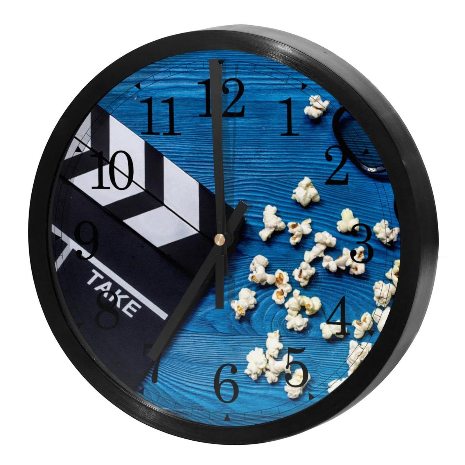 Horloge murale silencieuse à quartz bleu pour cuisine et bureau sans aucun tic-tac
