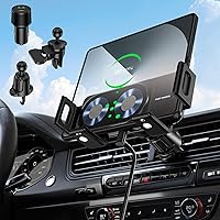 Vista 1 de Wireless Car Charger Mount, 15W Dual Coil One-Touch Rotatable Car Phone Holder Wireless Charger for Samsung Galaxy Z Fold 7/6/5/4/3/2, Z Flip