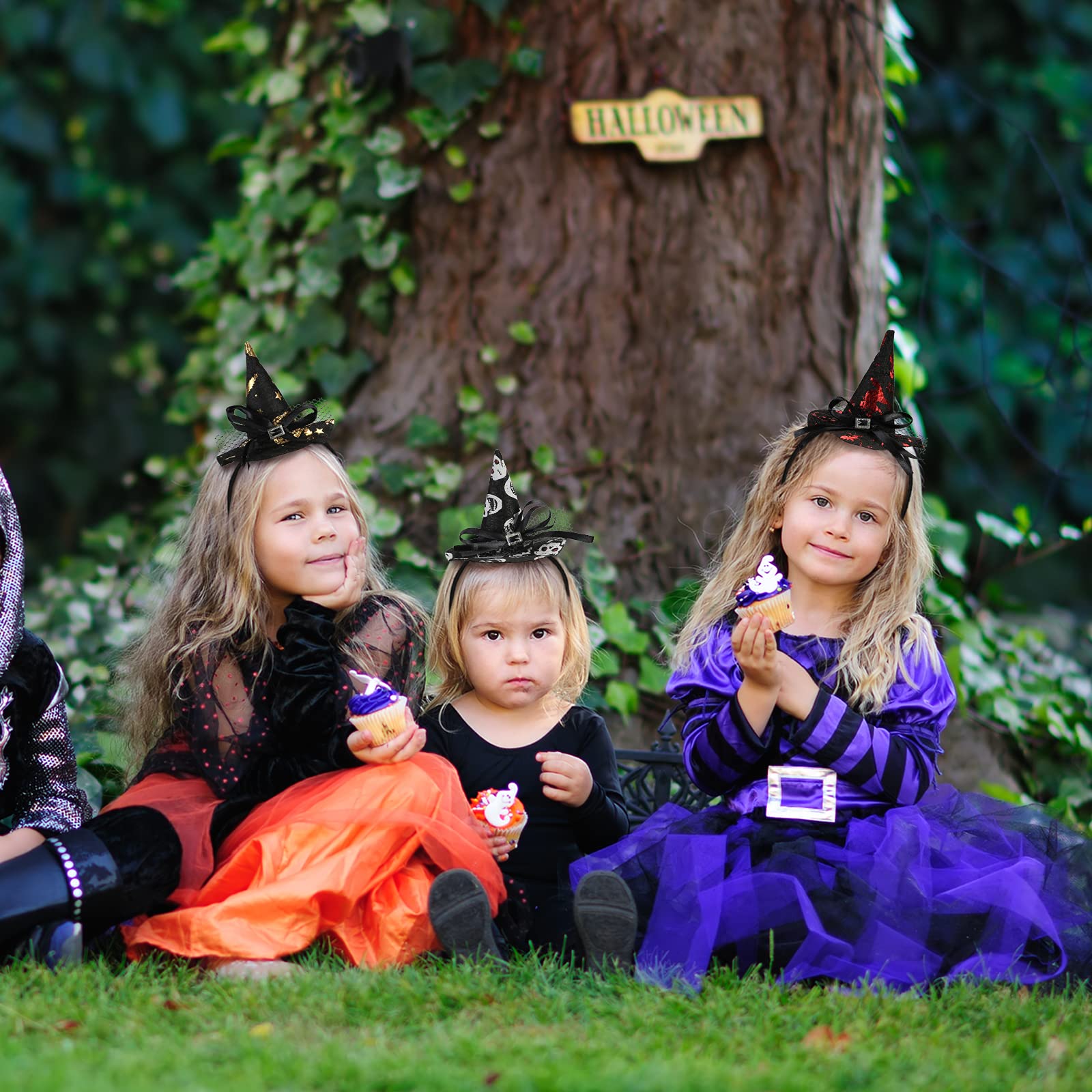 Serre-Tête Halloween Enfant Et Femme - Bandeau Chapeau De Sorcière Avec Toile D'Araignée Scintillante, Accessoire Festif