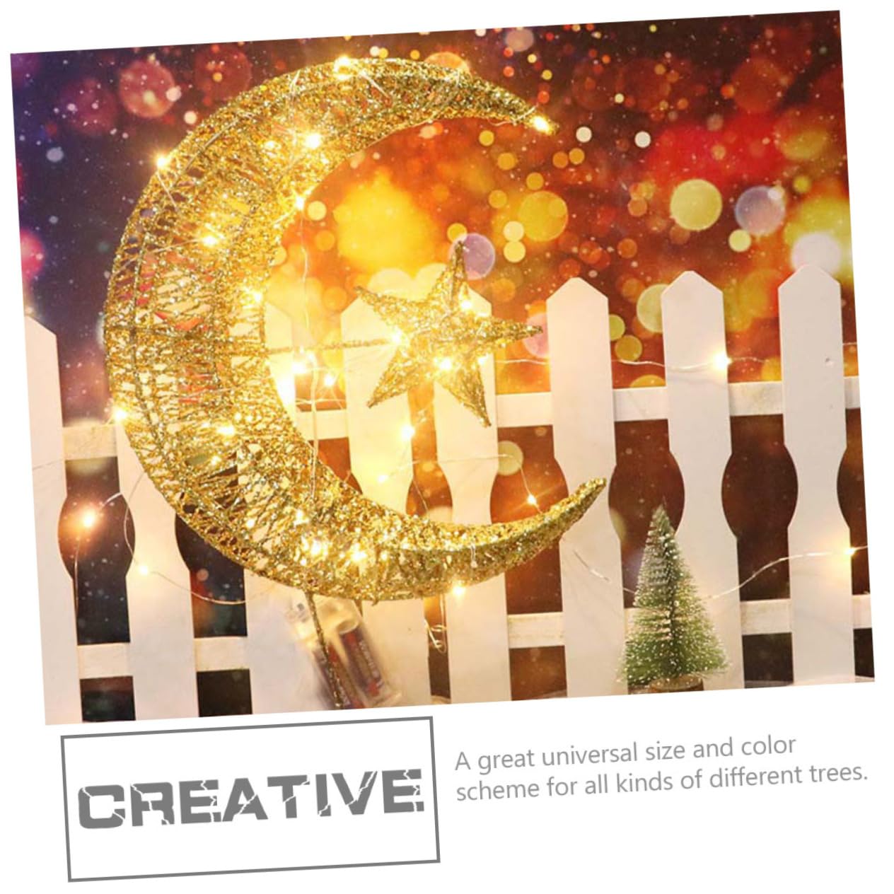 3pezzi Puntale Natalizio Stella Glitterato Luci Led Decorazione Per Per e Atmosfera Natalizia Riutilizzabile e Leggero