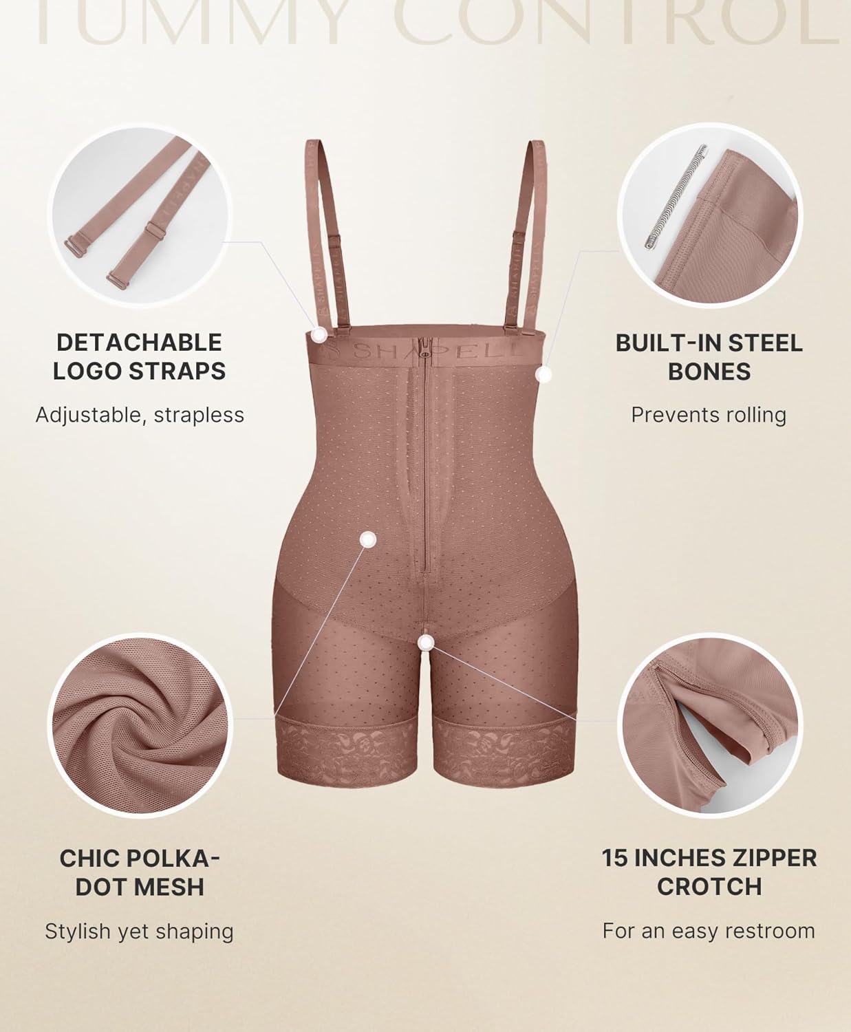 SHAPELLX Fajas Colombianas Shapewear for Women Tummy Control Plus Size Butt Lifting Bodysuit Post Partum Body Shaper - Image 3