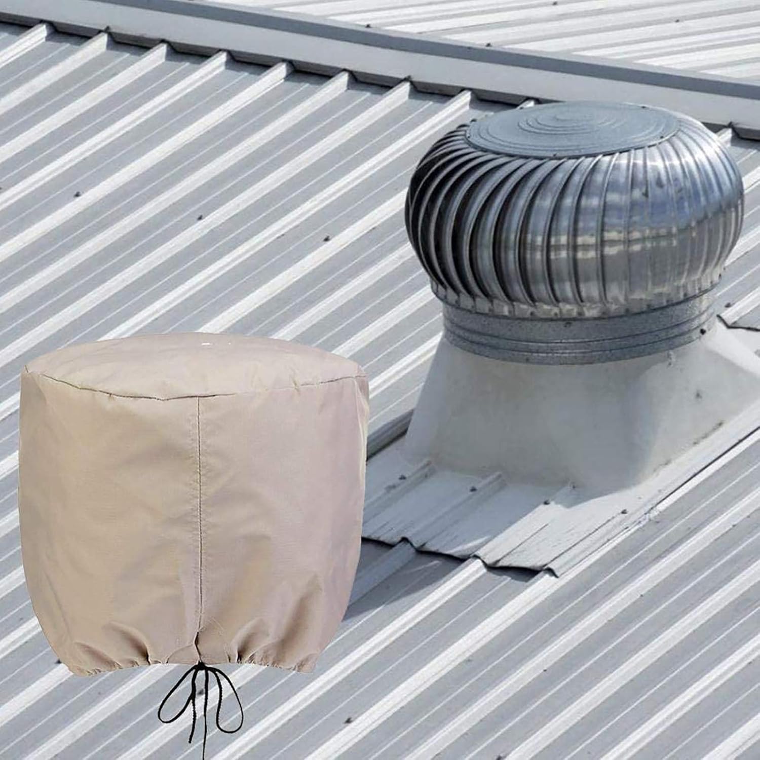 4Pack Turbine Roof Vent Cover Turbine Ventilator Protector Shield 20"x20"inches(51cm51cm) Waterproof Oxford Tarps Adjustable Drawstring Design - - 