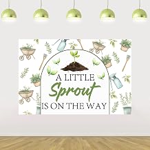 Cheereveal Greenery Sprout Backdrop 3x5ft, A Little Sprout is On The Way Background, Spring Garden Farm Themed Baby Shower Gender Reveal Birthday Party Decoration Decors