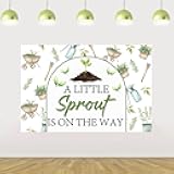 Cheereveal Greenery Sprout Backdrop 3x5ft, A Little Sprout is On The Way Background, Spring Garden Farm Themed Baby Shower Gender Reveal Birthday Party Decoration Decors