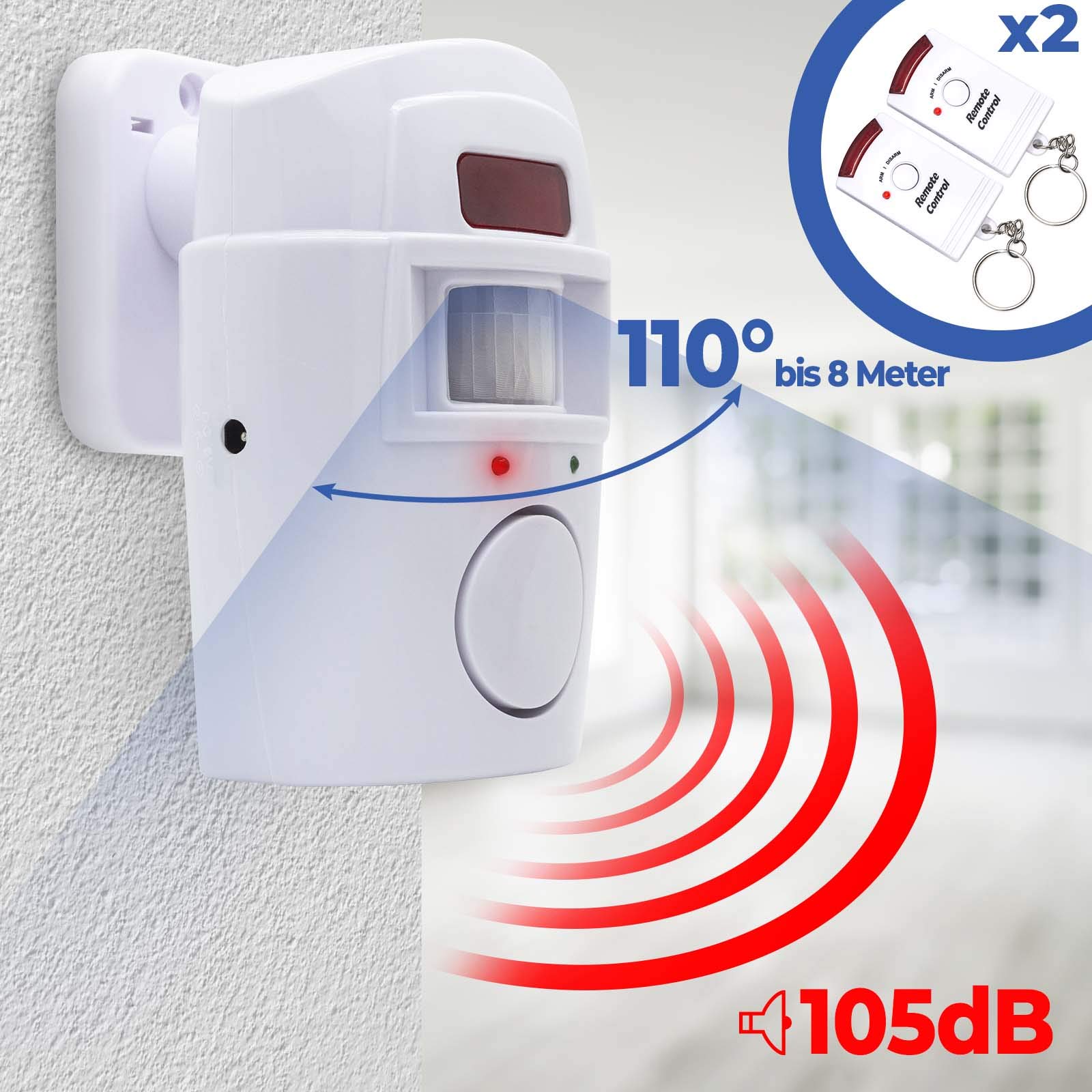 Sistema de Alarma de Seguridad inalámbrico para Puerta con Sensor de Movimiento y Sirena de 105 dB