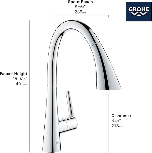 Miniatura 8 de GROHE 32298003 Zedra Grifo de cocina abatible con pulverizador cromado