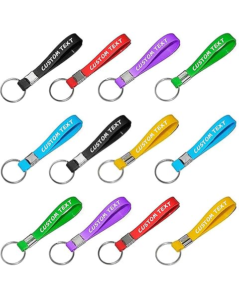 HDWerker 50 Personalized Silicone Keychains for Backpack Key Cellphone, Custom Silicone Keyrings CustomText/Icon for Adults