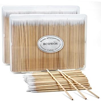 800PCS Pointed Cotton Swabs with Storage Case - 4 inch Microblading Precision Tip Cotton Swabs with Wooden Sticks - for Makeup, Tattoo Permanent Supplies