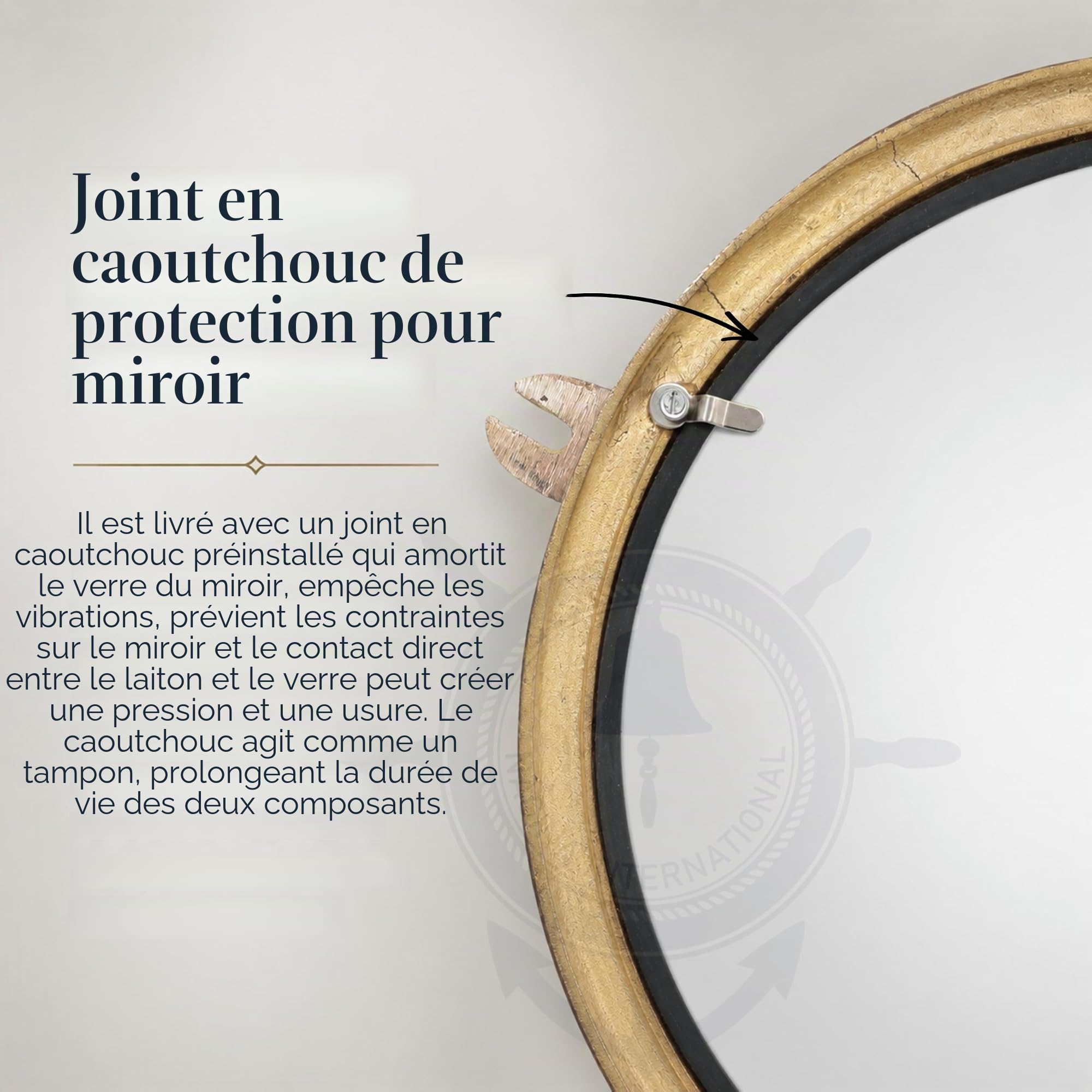 Nagina International Miroir hublot nautique de luxe en laiton poli de 38,1 cm | Miroir décoratif en forme de bateau de pirate | Décoration de plage maritime du capitaine et cadeaux